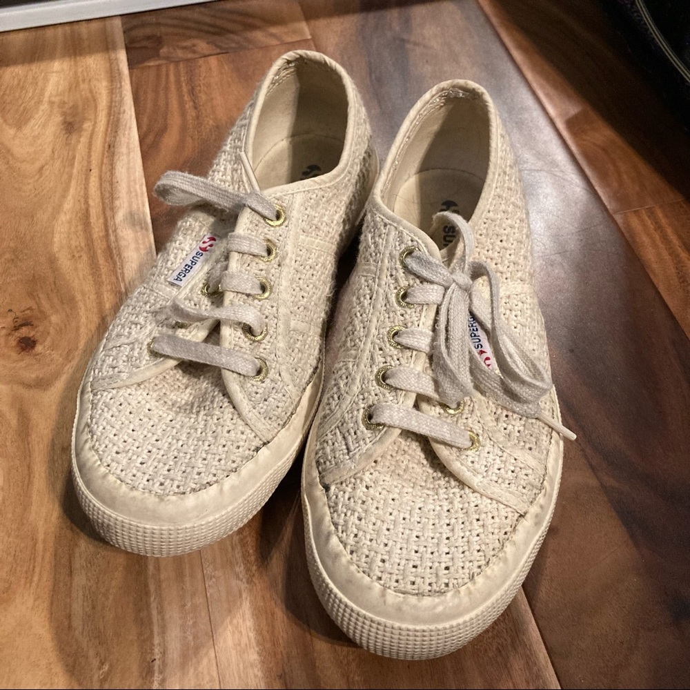 Cream Woven Superga Sneakers | 7 / 37.5